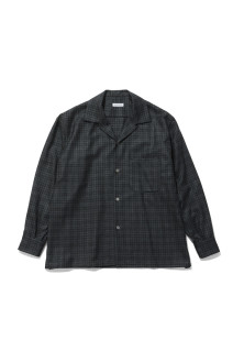 Wool Plaid Open Collar Shirt - CHARCOAL (KS26FSH08)