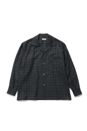 Wool Plaid Open Collar Shirt - CHARCOAL (KS26FSH08)