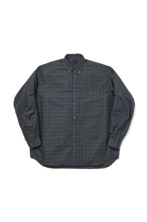 TECH BUTTON DOWN SHIRT L/S PLAIDS - CHARCOAL (BE-80026W)