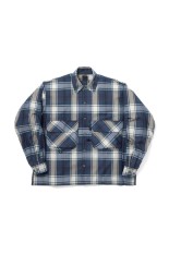 TECH SPORTS OPEN COLLAR SHIRT L/S BIG TARTAN - NAVY (BE-81026W)