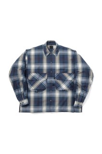 TECH SPORTS OPEN COLLAR SHIRT L/S BIG TARTAN - NAVY (BE-81026W)