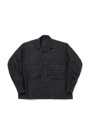 TECH SPORTS OPEN COLLAR SHIRT L/S SOLID - BLACK (BE-82026W)