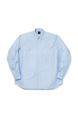 TECH REGULAR COLLAR SHIRT L/S STRIPE - SAX (BE-83026W)
