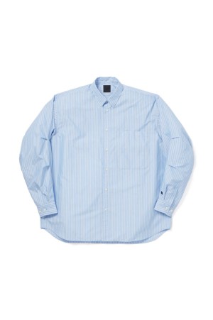 TECH REGULAR COLLAR SHIRT L/S STRIPE - SAX (BE-83026W)