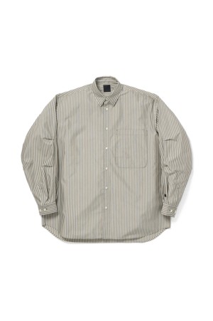TECH REGULAR COLLAR SHIRT L/S STRIPE - LT.BROWN (BE-83026W)