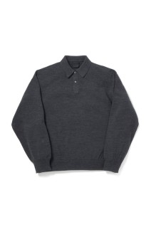 TECH KNIT POLO L/S Brewed Protein(TM) - CHARCOAL (BE-71026W)