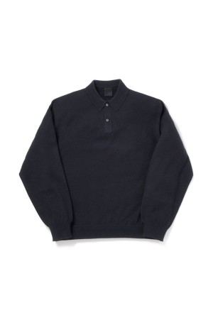TECH KNIT POLO L/S Brewed Protein(TM) - NAVY (BE-71026W)