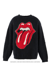 TRS_CRW N KNIT / LIPS&TOHGUE - BLACK (SM-MK1-0000-C46)