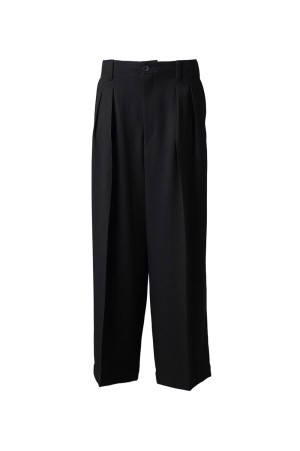 Slab Rayon Two-tuck Prime-Wide Slacks - BLACK (11261461606)