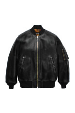 LEATHER MA-1 FLIGHT JACKET ( TYPE-2 ) - BLACK (26FWE-WMO-BL02)