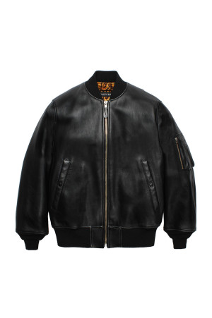 LEATHER MA-1 FLIGHT JACKET ( TYPE-2 ) - BLACK (26FWE-WMO-BL02)