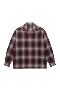 OMBRE CHECK OPEN COLLAR SHIRT L/S ( TYPE-1 ) - RED (26FWE-WMS-OC01)