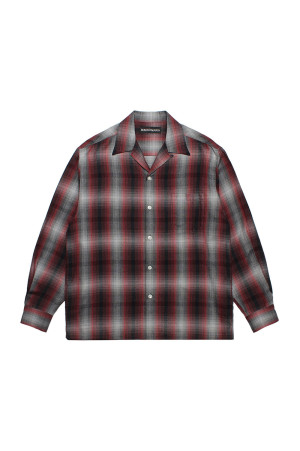 OMBRE CHECK OPEN COLLAR SHIRT L/S ( TYPE-1 ) - RED (26FWE-WMS-OC01)