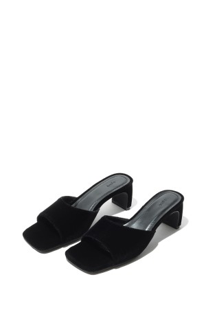 Squaretoe Velour Mule - BLACK (62611027)