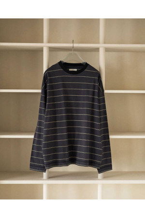 Border Loose Long T-shirts - CHARCOAL GRAY (62620620)