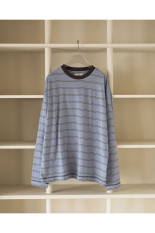 Border Loose Long T-shirts - ICE BLUE (62620620)