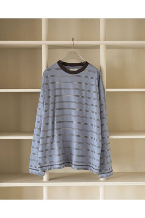 Border Loose Long T-shirts - CHARCOAL GRAY (62620620)