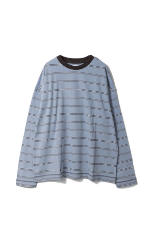 Border Loose Long T-shirts - ICE BLUE (62620620)