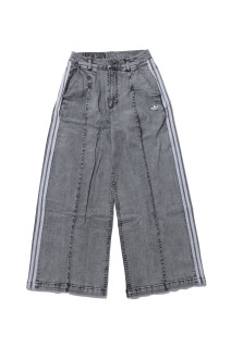 DENIM PLEATS WIDE LEG PANTS - GRAY WASH (LF3777)
