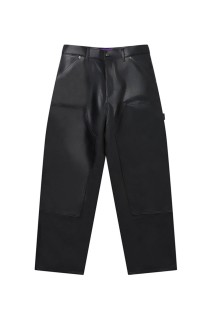 FAUX LEATHER EXTRA BAGGY DOUBLE KNEE PANTS - BLACK (BEPSS26PA16)