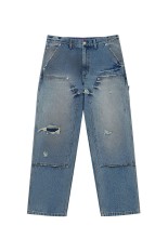 DOUBLE KNEE DAMAGED PAINTER PANTS - INDIGO (BEPSS26PA19)