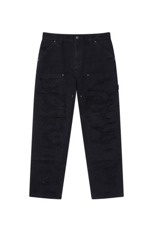 DESTROYED DOUBLE KNEE PAINTER PANTS - BLACK (BEPSS26PA21)