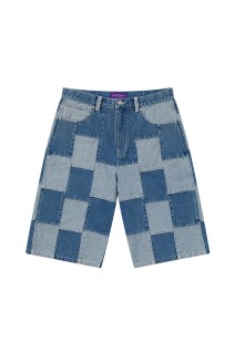 DENIM PATCHWORK BAGGY SHORTS - INDIGO (BEPSS26PA22)