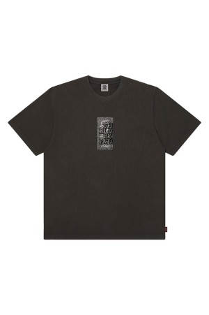 RHINESTONE GRAYSCALE HWC LABEL TEE - PIGMENT CHARCOAL (BEPSS26TE15)