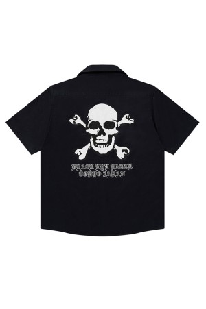 CROSSBONES S/S WORK SHIRT - BLACK (BEPSS26TP24)