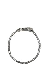 Stud Link Figaro Narrow Chain Bracelet - Silver (RX-626-1)