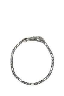 Stud Link Figaro Narrow Chain Bracelet - Silver (RX-626-1)