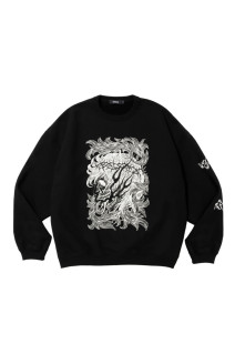 ASIC Crewneck Sweat Shirt (Leaf Skull) - Pure Black (ABCAW26CT09)