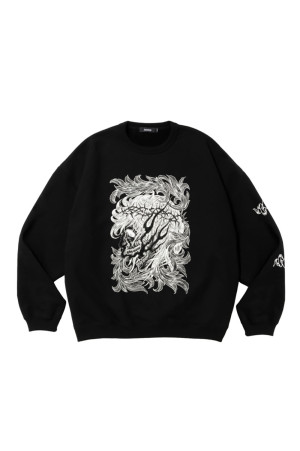 ASIC Crewneck Sweat Shirt (Leaf Skull) - Pure Black (ABCAW26CT09)