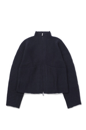GLOBE RIB KNIT CARDIGAN - MARINE (T250103)