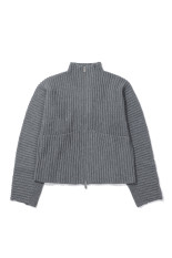 GLOBE RIB KNIT CARDIGAN - RHINO (T250103)
