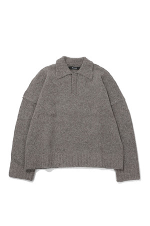 WOOL KNIT POLO - LATTE GRAIN (T240270)
