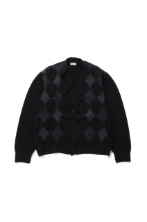 Boiled Wool Argyle Sweater - Black (YK26FW01383S)
