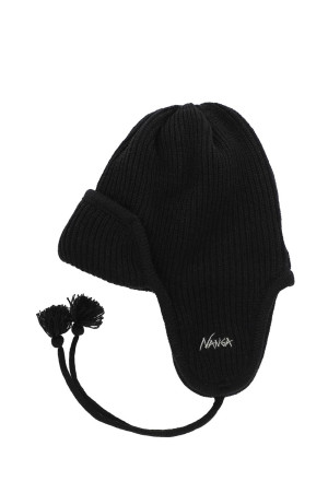 EARFLAP KNIT BEANIE - BLACK (N2620-3C065A)