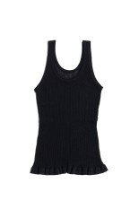 Sheer Rib Frill Hem Knit Tank -BLACK (31261365603)