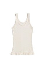 Sheer Rib Frill Hem Knit Tank -WHITE (31261365603)