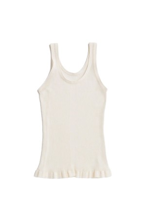 Sheer Rib Frill Hem Knit Tank -BLACK (31261365603)