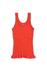Sheer Rib Frill Hem Knit Tank -RED(31261365603)
