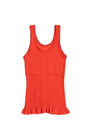 Sheer Rib Frill Hem Knit Tank -BLACK (31261365603)