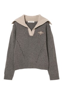 big collar knit pullover - Smoky Brown (TD-26AW-KN53)