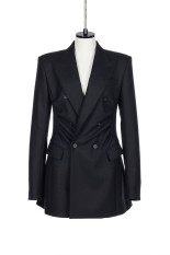 WOOL FLANNEL DOUBLE-BREASTED JACKET - BLACK (FTC264-0209B)