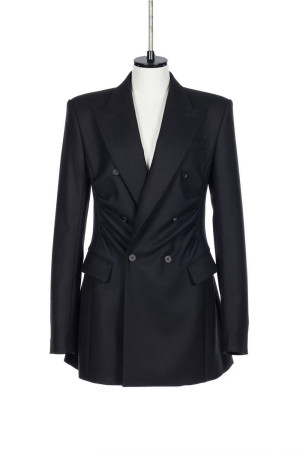 WOOL FLANNEL DOUBLE-BREASTED JACKET - BLACK (FTC264-0209B)