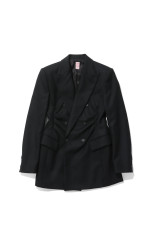 WOOL FLANNEL DOUBLE-BREASTED JACKET - BLACK (FTC264-0209B)