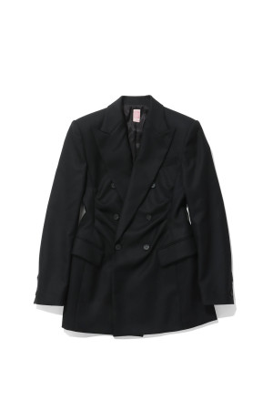 WOOL FLANNEL DOUBLE-BREASTED JACKET - BLACK (FTC264-0209B)