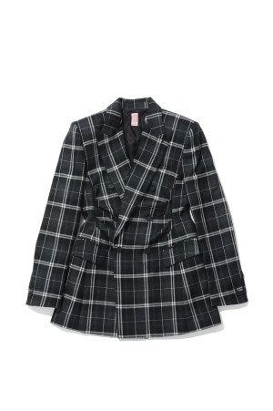 WOOL CHECK DOUBLE-BREASTED JACKET - CHECK (FTC264-0209C)