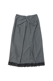 JERSEY CHECK DRAPED SKIRT - BLACK CHECK (FTC264-0407C)